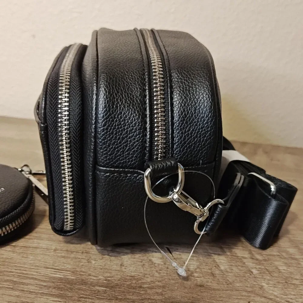 CXL by Christian‎ Lacroix Camera Bag Womens Black Eve Pebble Detachable Mini Zip